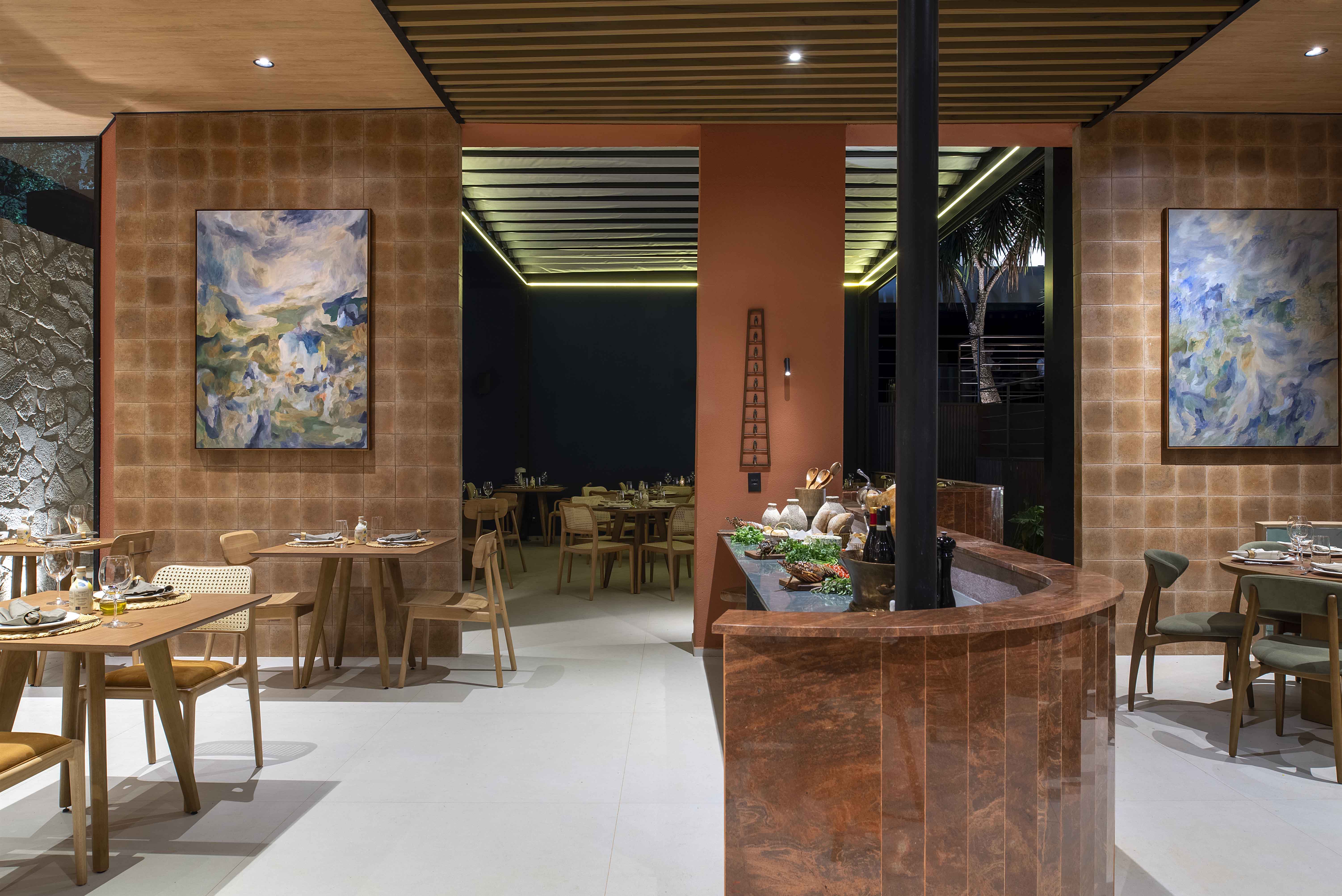 Anastácia Hersen e Matheus Mendes - Restaurante. Projeto da CASACOR Brasília 2025.
